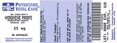Hydroxyzine 25 mg package label - 25mg package label